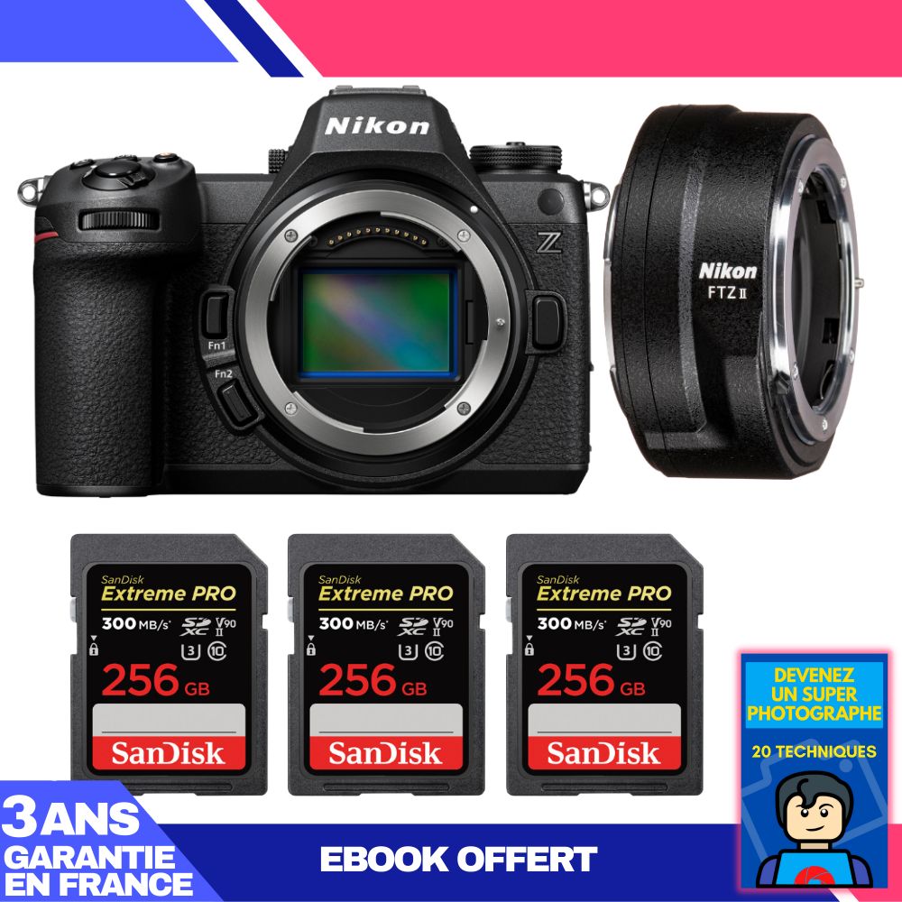 Nikon Z6 III Camera Body + FTZ II Adapter + 3 SanDisk 256GB Extreme PRO UHS-II SDXC Memory Cards