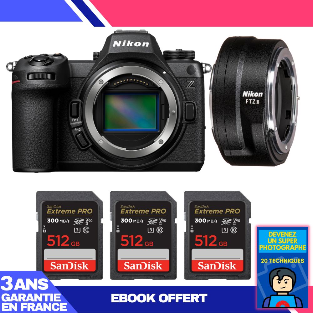 Nikon Z6 III Mirrorless Camera + FTZ II Adapter + 3 SanDisk 512GB Extreme PRO UHS-II SDXC Cards + 'Become a Master Photographer' Ebook