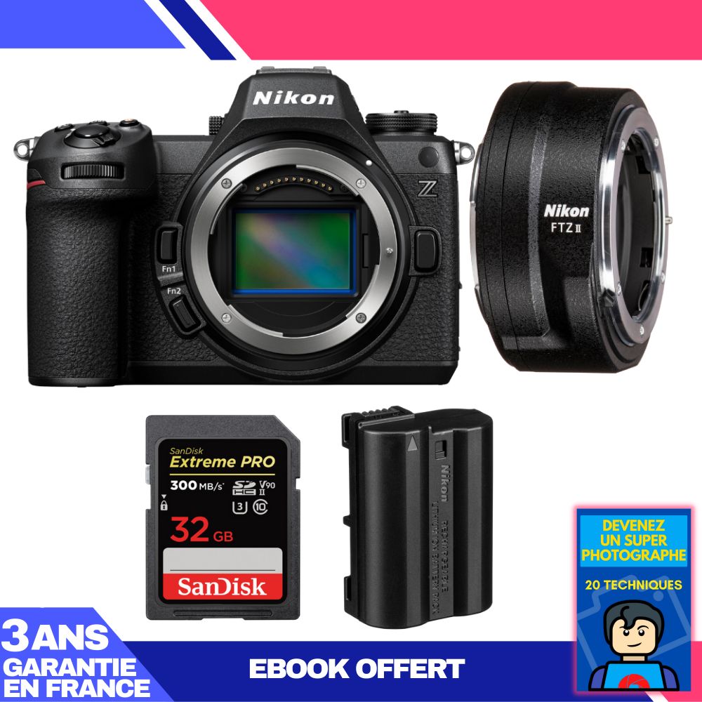 Cámara sin espejo Nikon Z6 III + adaptador FTZ II + 1 tarjeta SDXC SanDisk de 32 GB Extreme PRO UHS-II de 300 MB/s + 1 batería EN-EL15C de Nikon + ebook 'Conviértete en un super fotógrafo'