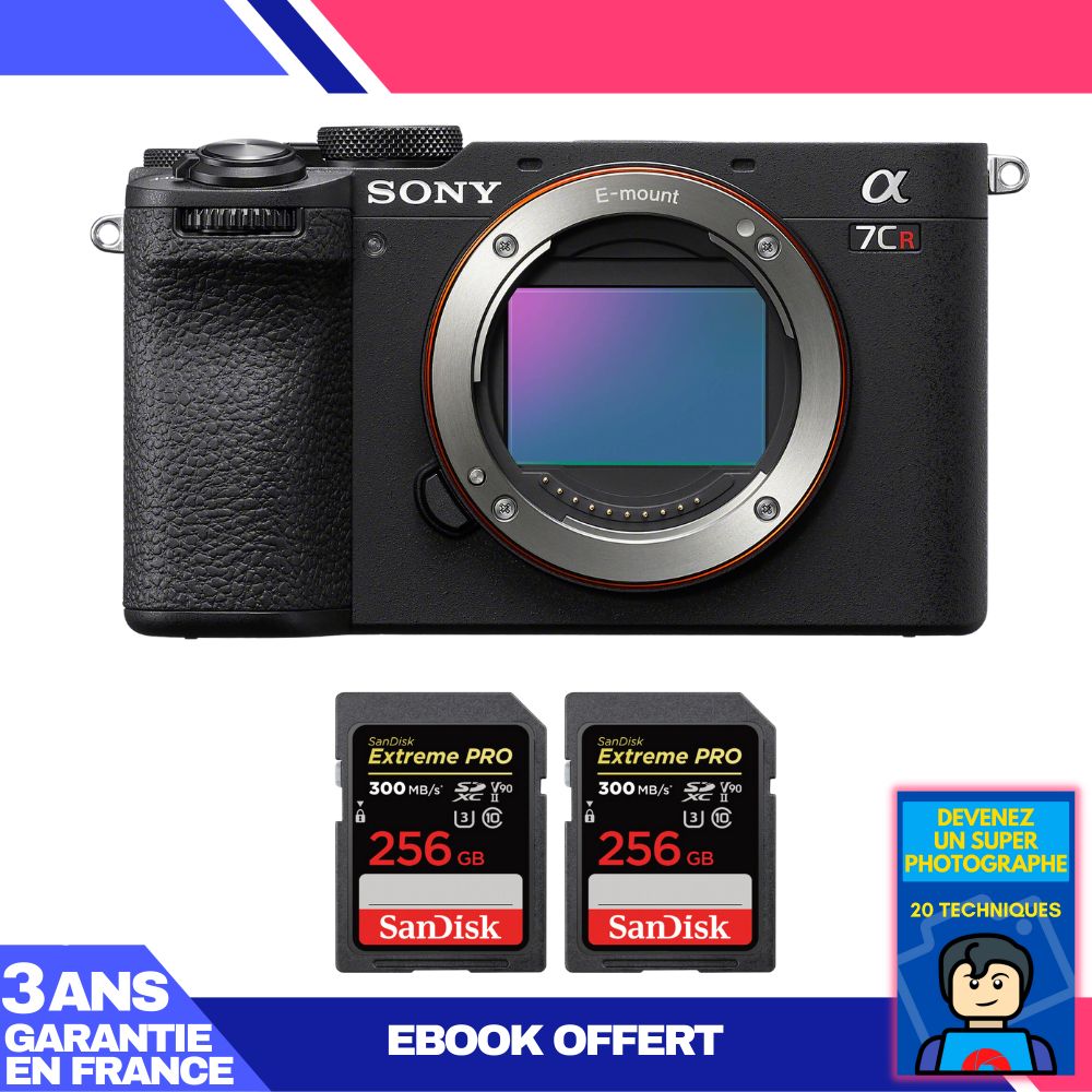 Sony A7CR Black Body + 2 SanDisk 256GB Extreme PRO UHS-II SDXC Cards 300MB/s + Ebook 'Become a Super Photographer'