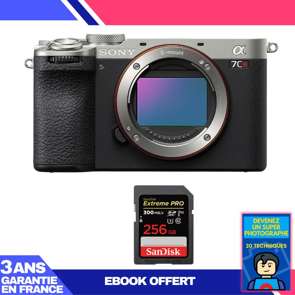 Sony A7CR Silver Camera + 1 SanDisk 256GB Extreme PRO UHS-II SDXC Card + 'Become a Super Photographer' Ebook