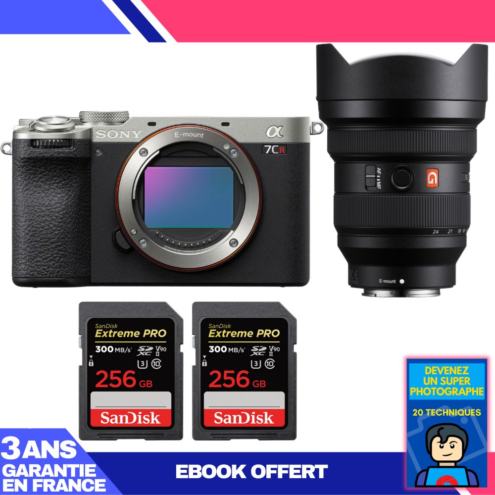 Sony A7CR Silver Camera Kit with FE 12-24mm f/2.8 GM Lens + 2x 256GB SanDisk Extreme PRO SDXC Cards