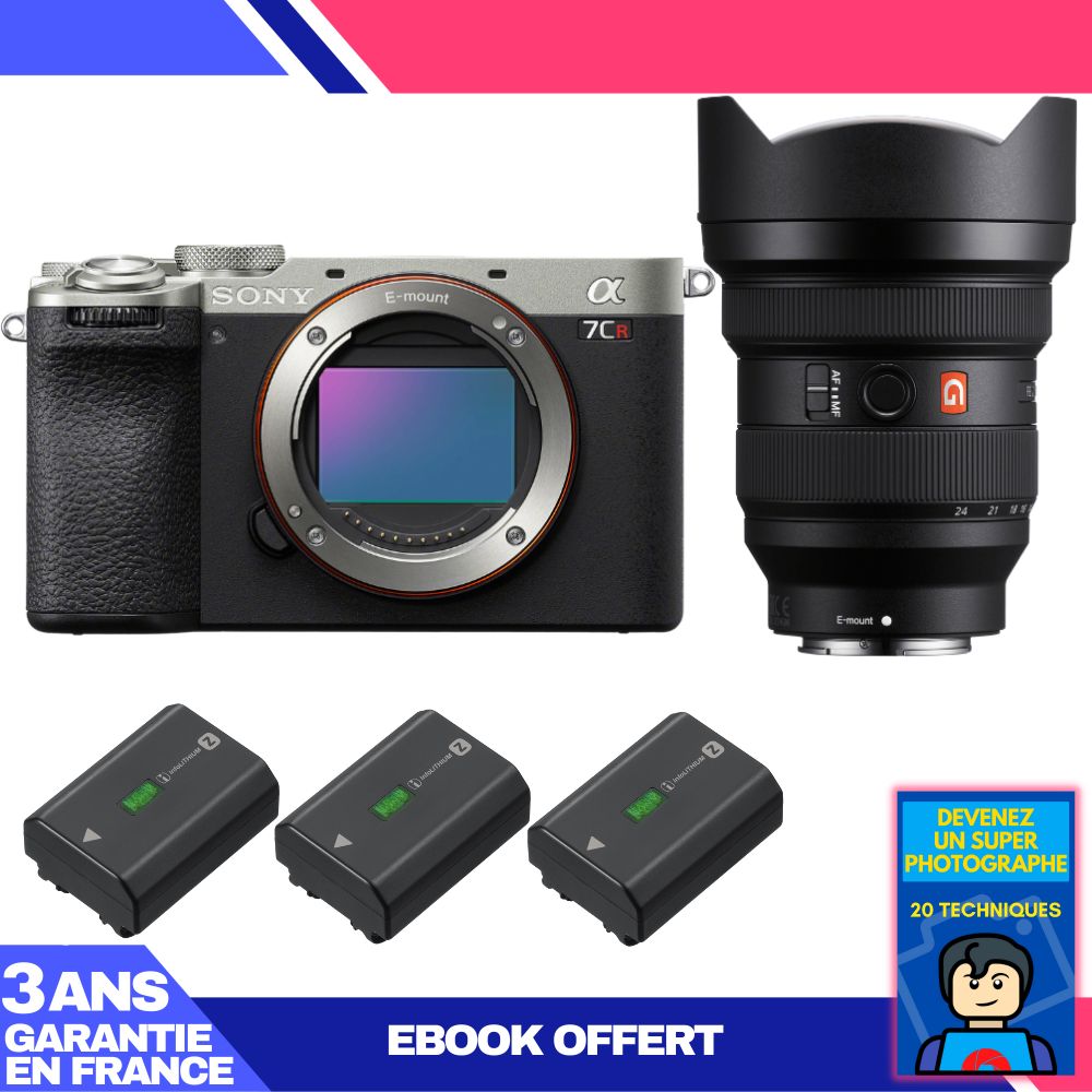 Sony A7CR Silver Camera Kit with FE 12-24mm f/2.8 GM Lens + 3x NP-FZ100 Batteries + Ebook: Become a Super Photographer