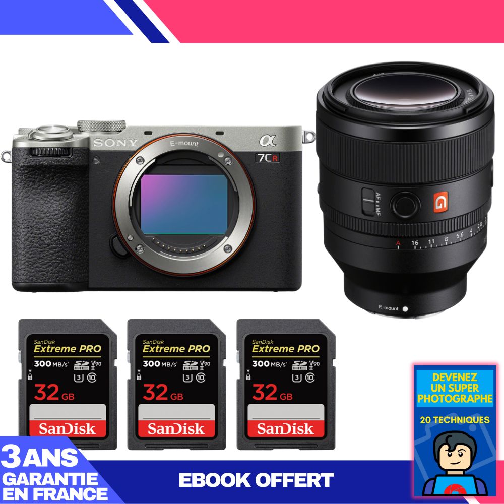 Sony A7CR Silver Camera Kit with FE 50mm f/1.2 GM Lens + 3 SanDisk 32GB Extreme PRO SD Cards