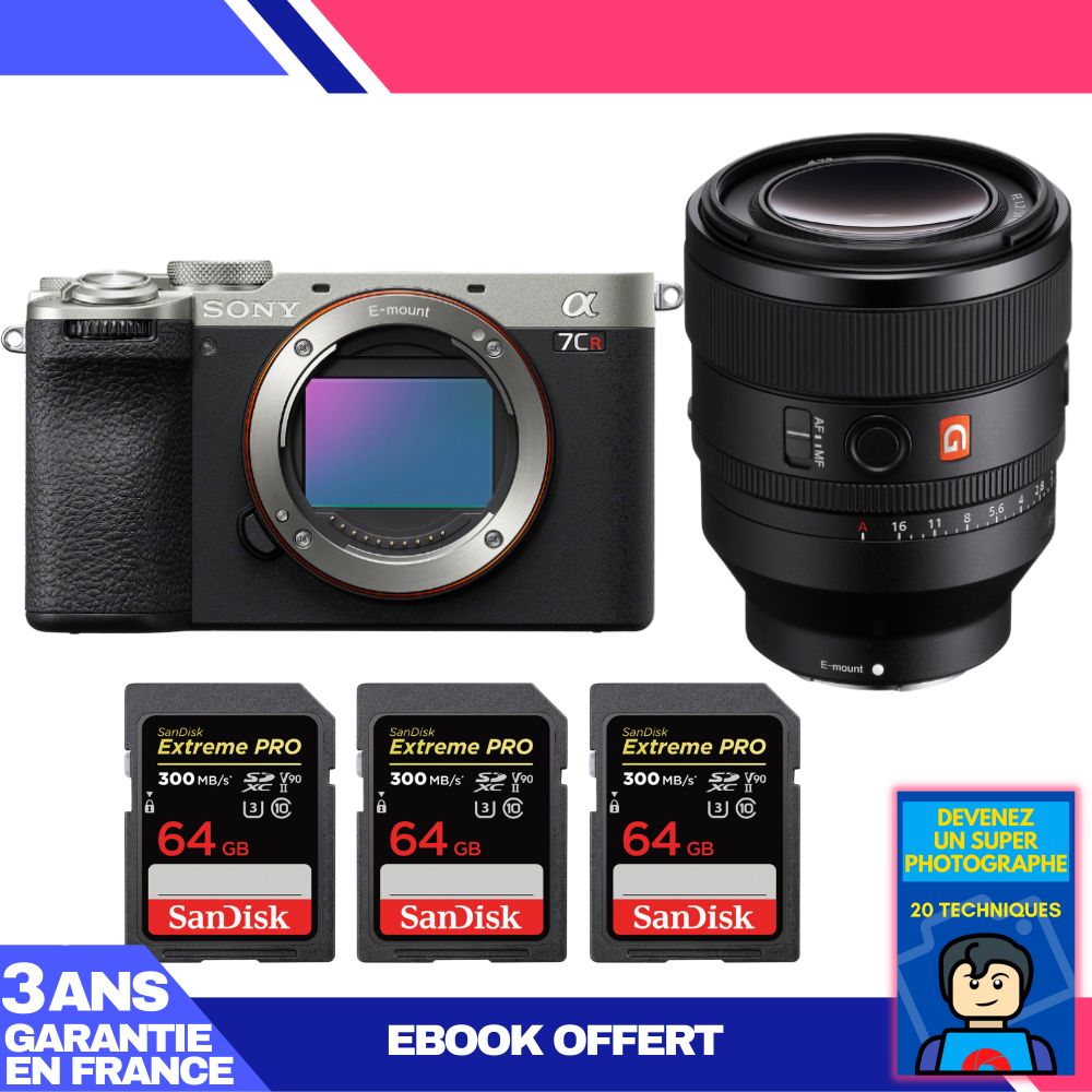 Sony A7CR Silver Camera Kit with FE 50mm f/1.2 GM Lens + SanDisk Extreme PRO SD Cards