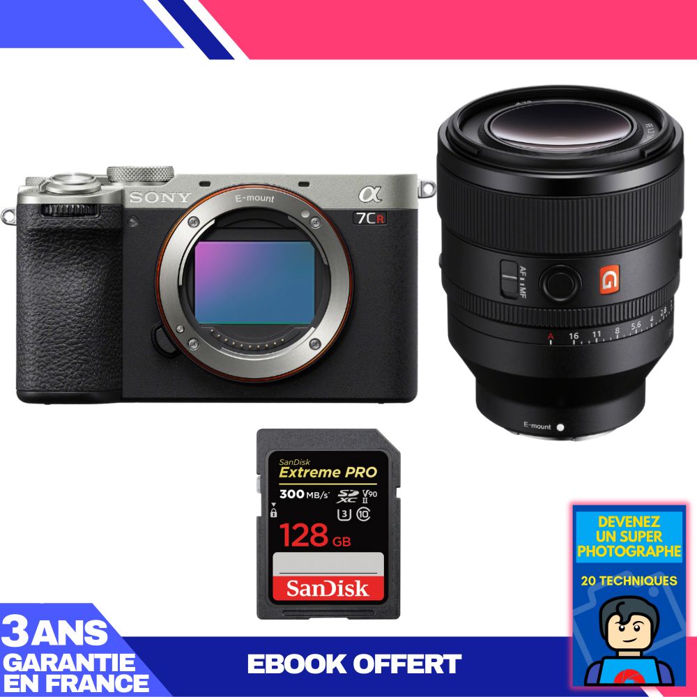 Sony A7CR Silver Camera Kit with FE 50mm f/1.2 GM Lens + SanDisk 128GB Extreme PRO SD Card + Ebook: Become a Super Photographer
