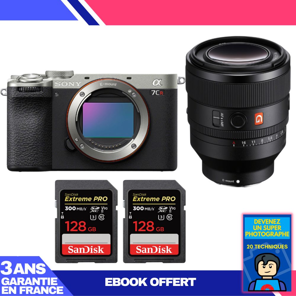 Sony A7CR Silver Camera Kit with FE 50mm f/1.2 GM Lens + 2x 128GB SanDisk Extreme PRO SDXC Cards