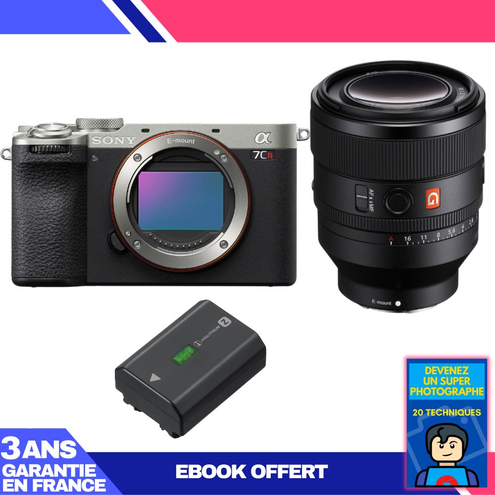 Sony A7CR Silver Camera Kit with FE 50mm f/1.2 GM Lens + NP-FZ100 Battery + Ebook
