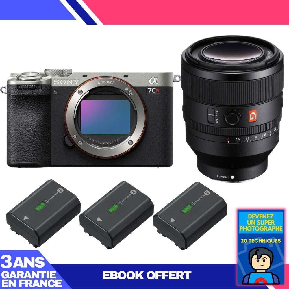 Sony A7CR Silver Camera Kit with FE 50mm f/1.2 GM Lens + 3x NP-FZ100 Batteries + 'Become a Super Photographer' Ebook