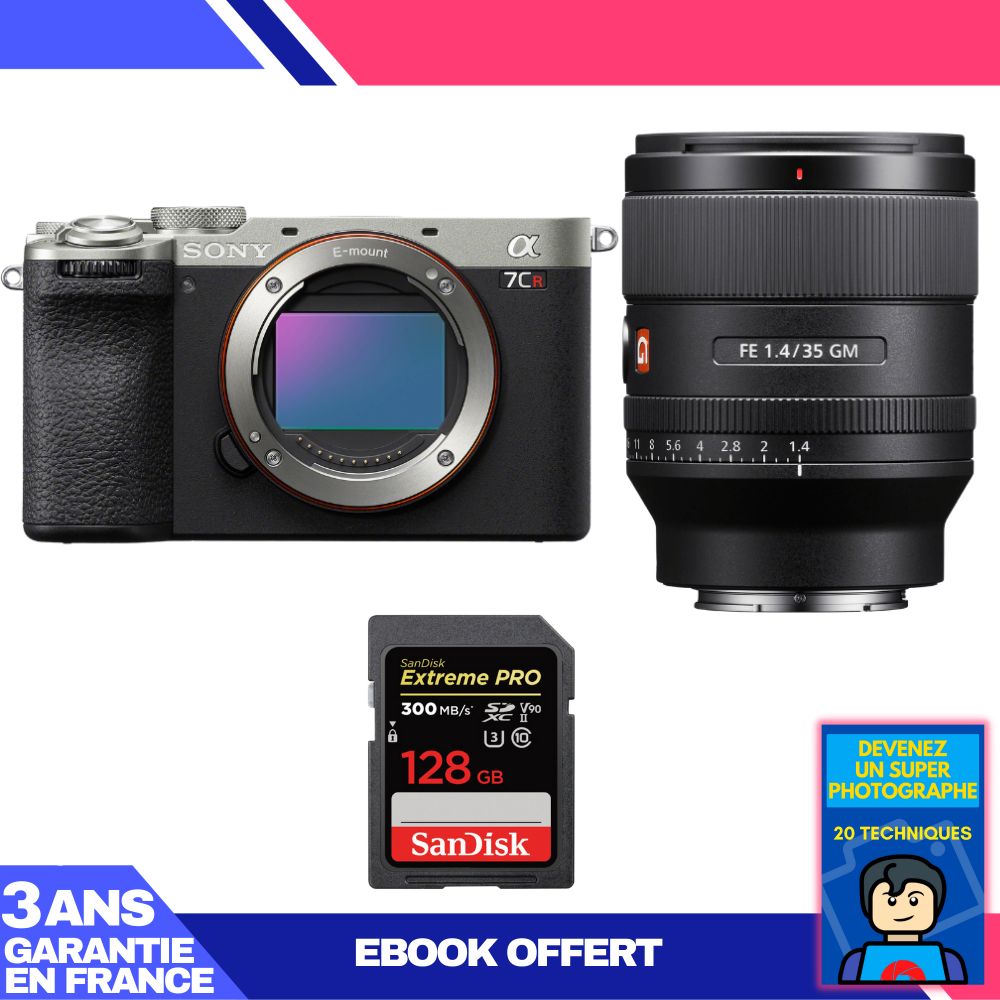 Sony A7CR Silver Camera Kit with FE 35mm f/1.4 GM Lens and SanDisk 128GB Card