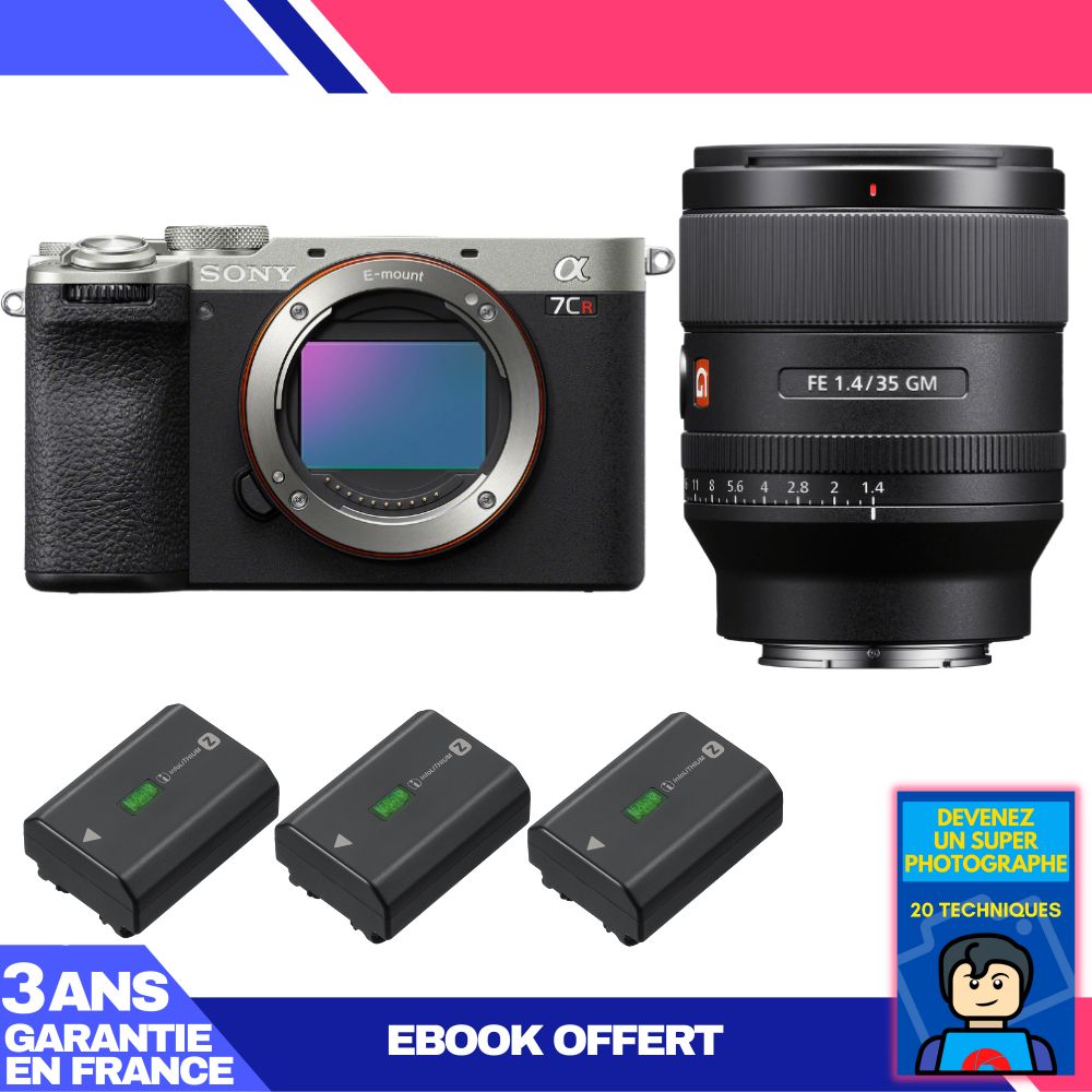 Sony A7CR Silver Camera Kit with FE 35mm f/1.4 GM Lens + 3x NP-FZ100 Batteries + 'Become a Super Photographer' Ebook