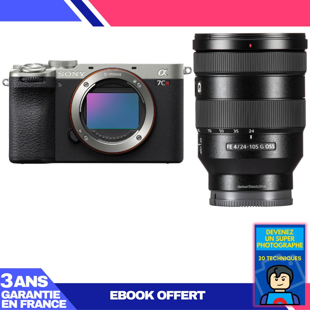 Sony A7CR Silver Camera Kit with FE 24-105mm f/4 G OSS Lens and Ebook: 'Become a Super Photographer'