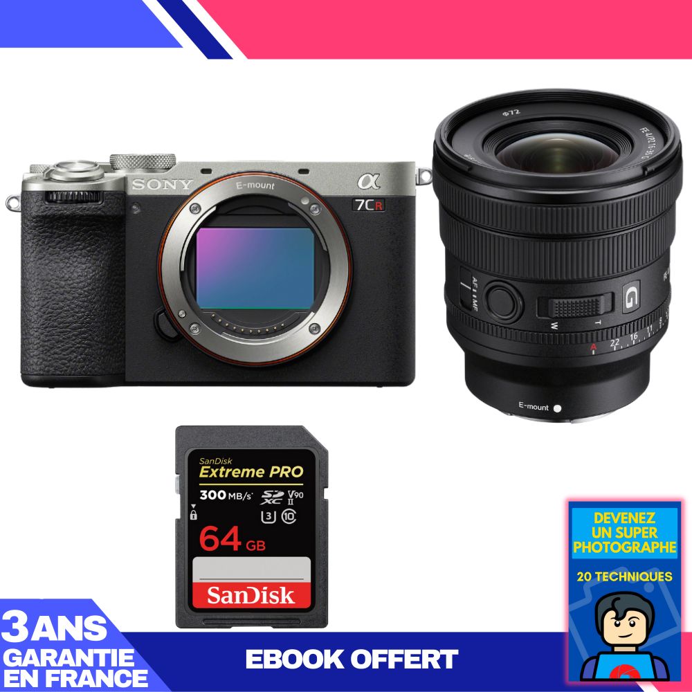 Sony A7CR Silver Camera Kit with FE PZ 16-35mm f/4 G Lens + 64GB SanDisk Extreme PRO SDXC Card