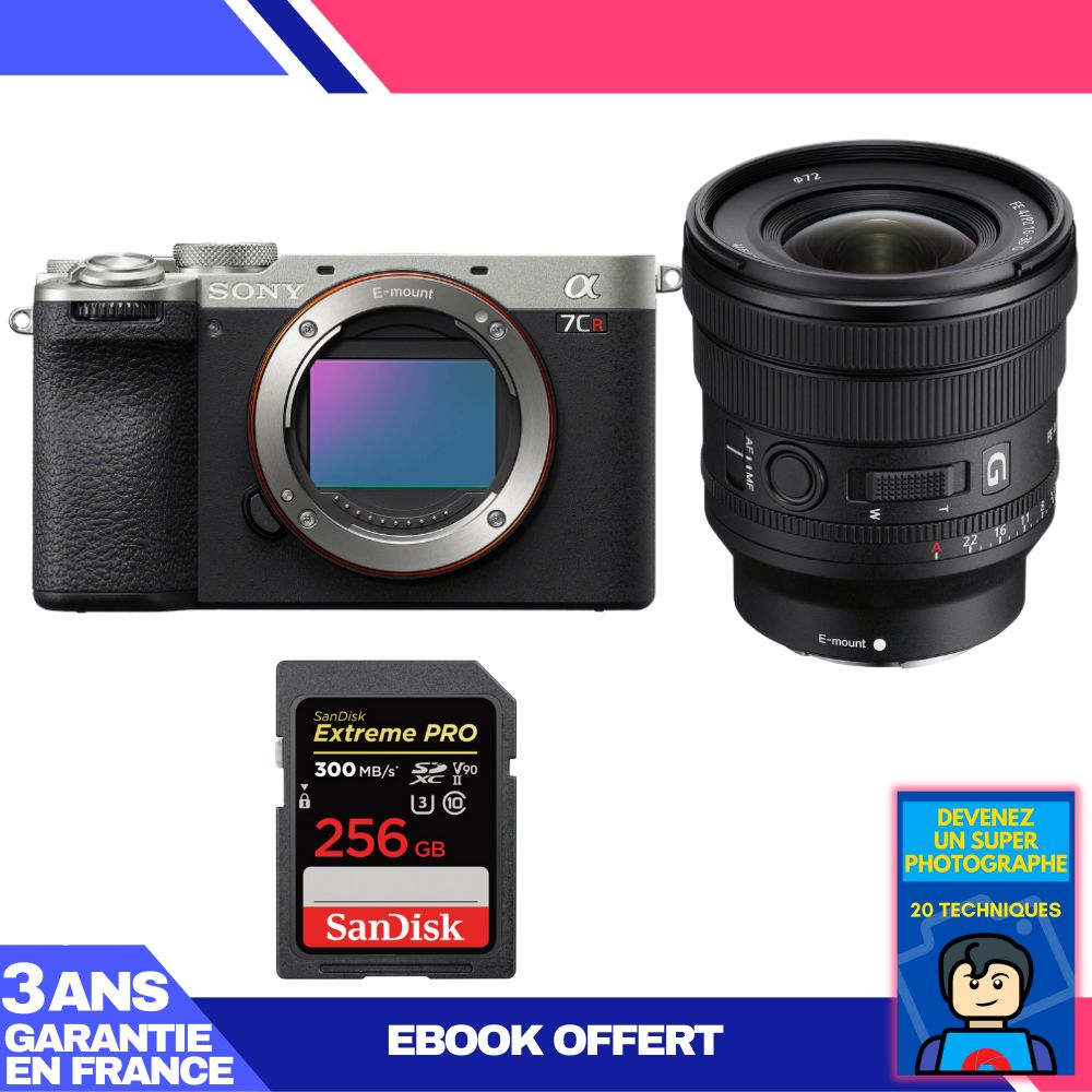 Sony A7CR Silver Camera Kit with FE PZ 16-35mm f/4 G Lens and SanDisk 256GB Card
