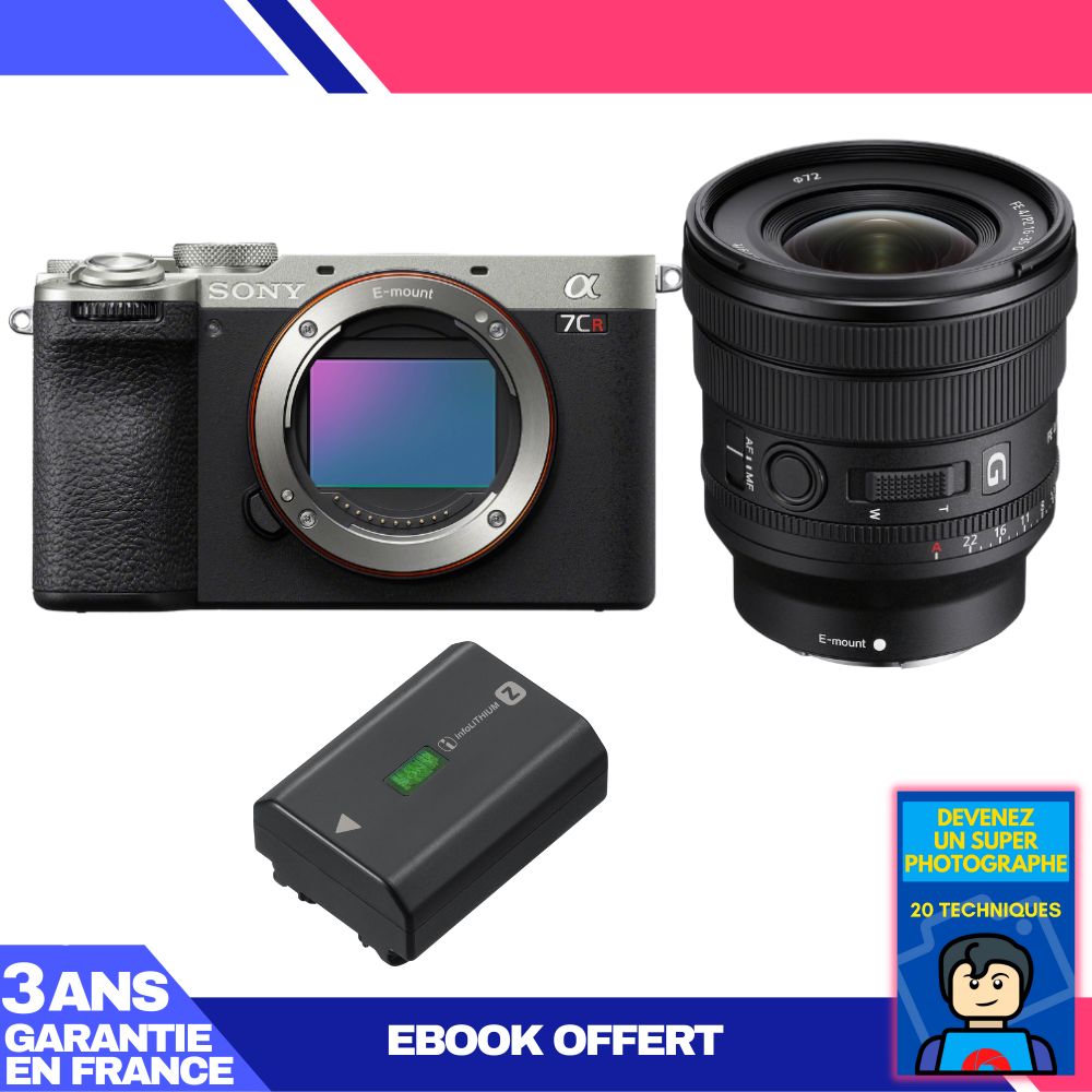 Sony A7CR Silver Camera Kit with FE PZ 16-35mm f/4 G Lens and NP-FZ100 Battery + 'Become a Super Photographer' Ebook