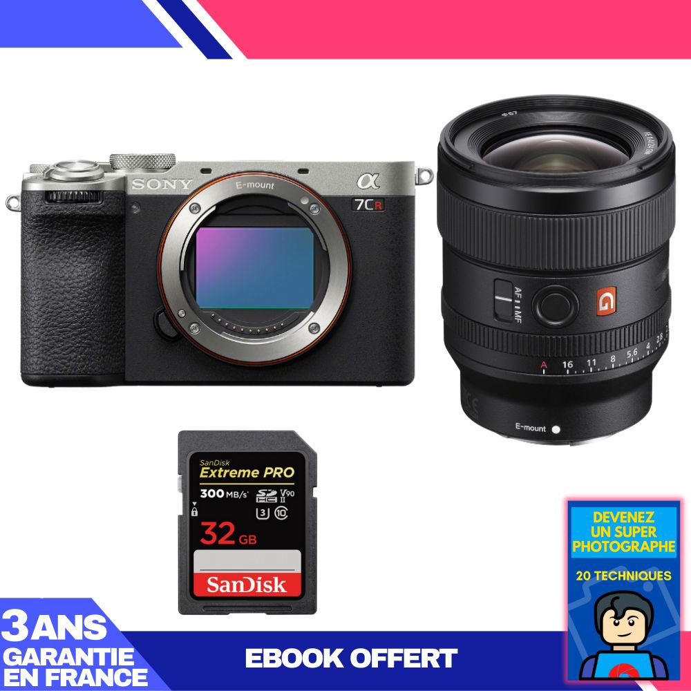 Sony A7CR Silver Camera Kit with FE 24mm f/1.4 GM Lens and SanDisk 32GB Card