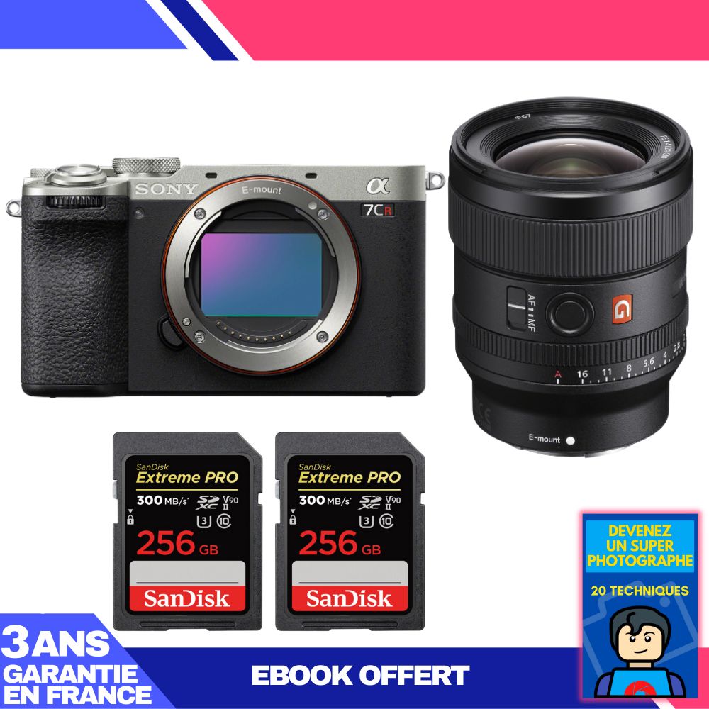 Sony A7CR Silver Camera Kit with FE 24mm f/1.4 GM Lens + SanDisk Extreme PRO SD Cards