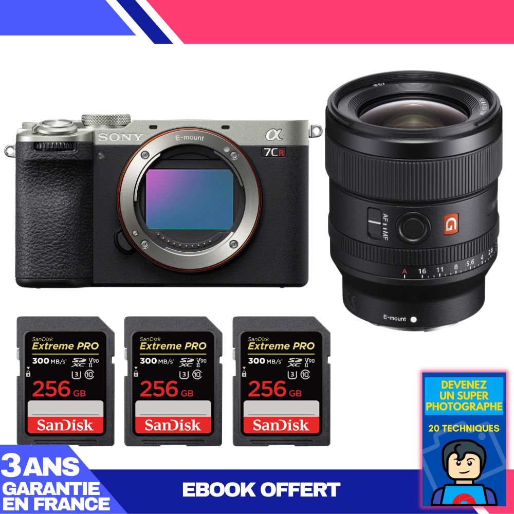 Sony A7CR Silver Camera Kit with FE 24mm f/1.4 GM Lens + SanDisk Extreme PRO SD Cards