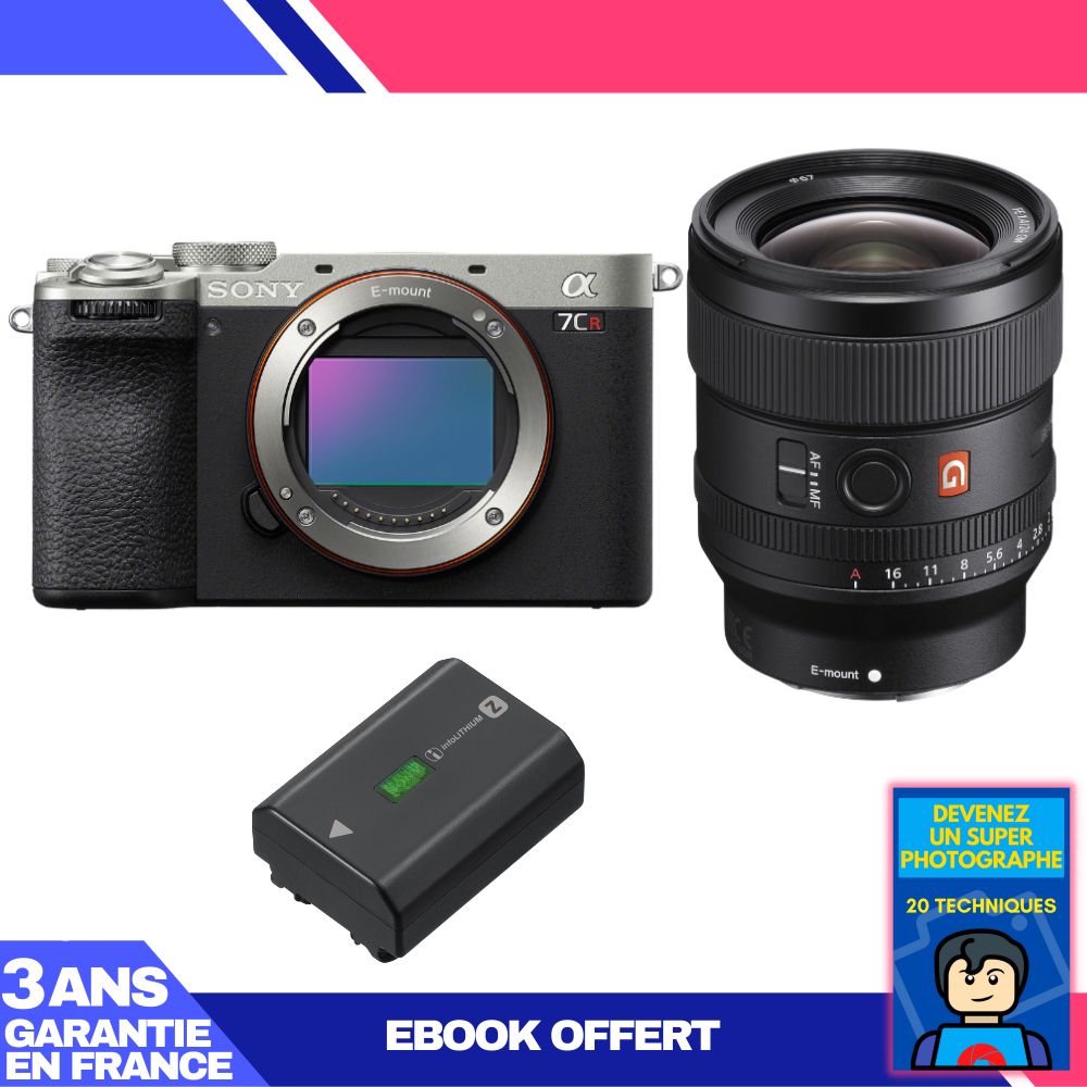 Sony A7CR Silver Camera Kit with FE 24mm f/1.4 GM Lens + NP-FZ100 Battery + 'Become a Super Photographer' Ebook