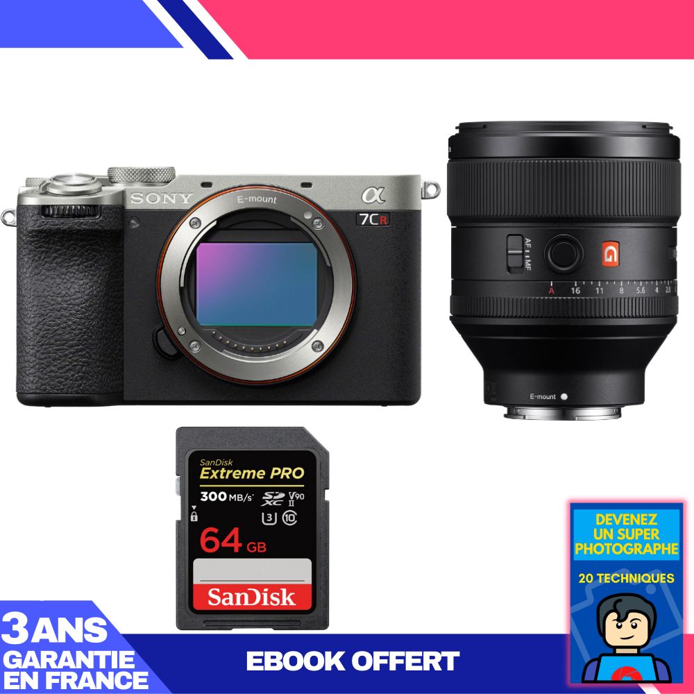 Sony A7CR Silver Camera Kit with FE 85mm f/1.4 GM Lens and SanDisk 64GB Card