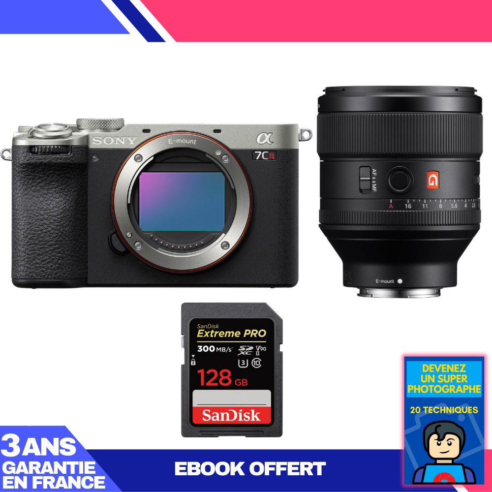 Sony A7CR Silver Camera Kit with FE 85mm f/1.4 GM Lens and SanDisk 128GB SD Card