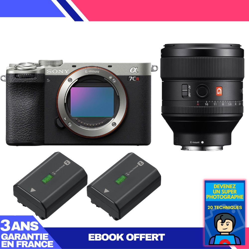 Sony A7CR Silver Camera Kit with FE 85mm f/1.4 GM Lens + 2 Sony NP-FZ100 Batteries + 'Become a Super Photographer' Ebook