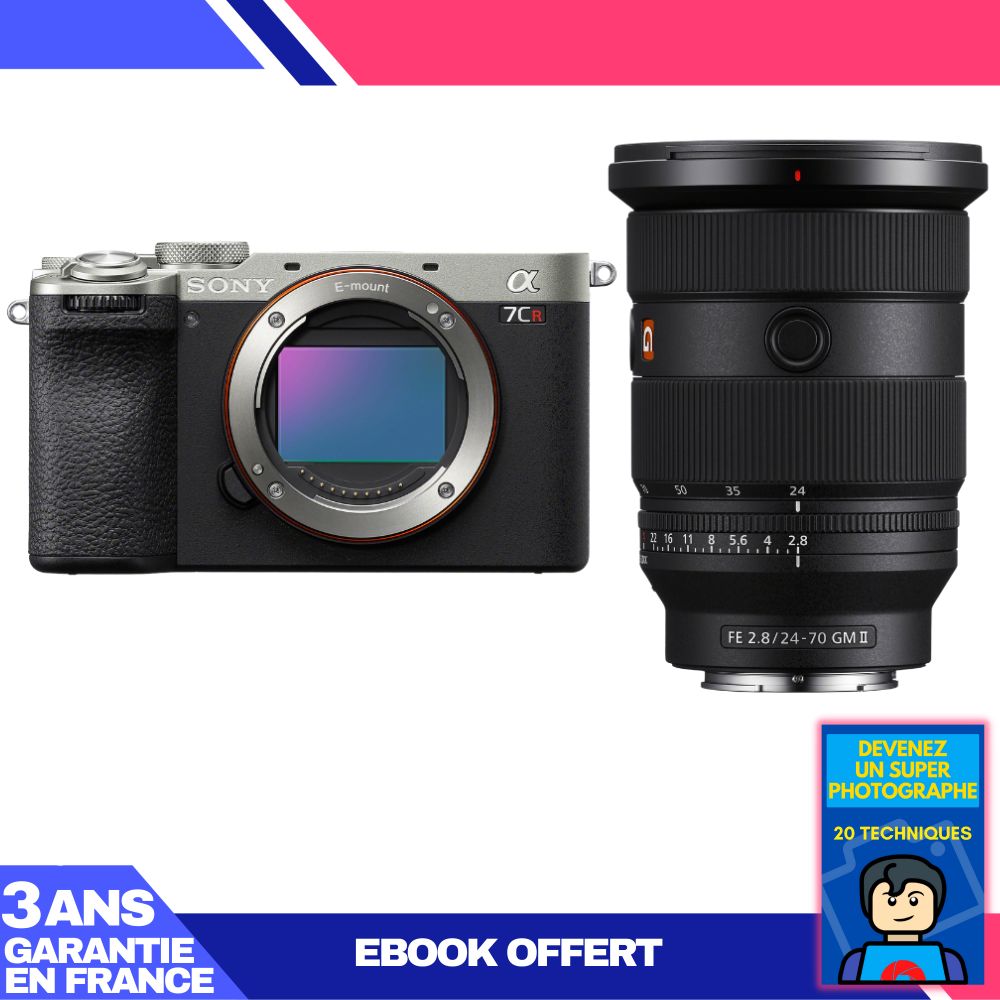Kit Sony A7CR Argent avec Objectif FE 24-70mm f/2.8 GM II et Ebook : Devenez un Photographe Expert