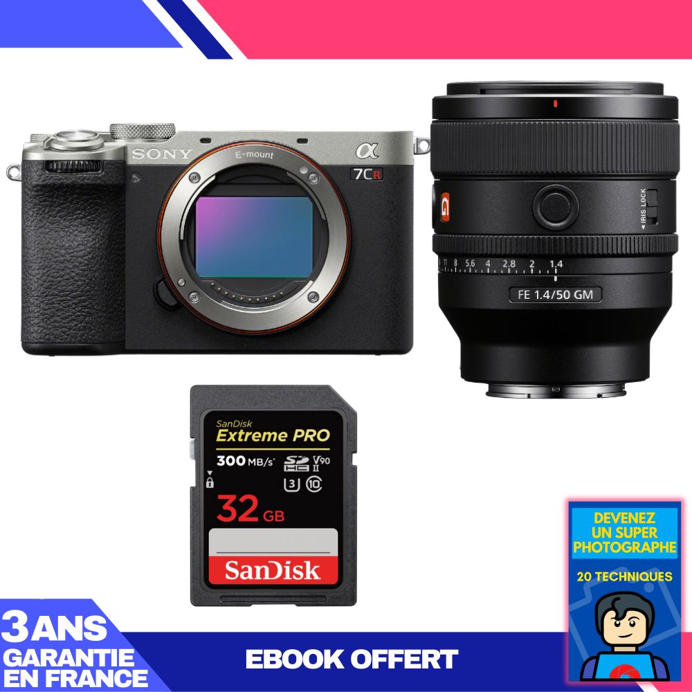 Sony A7CR Silver Camera Kit with FE 50mm f/1.4 GM Lens and SanDisk 32GB Card