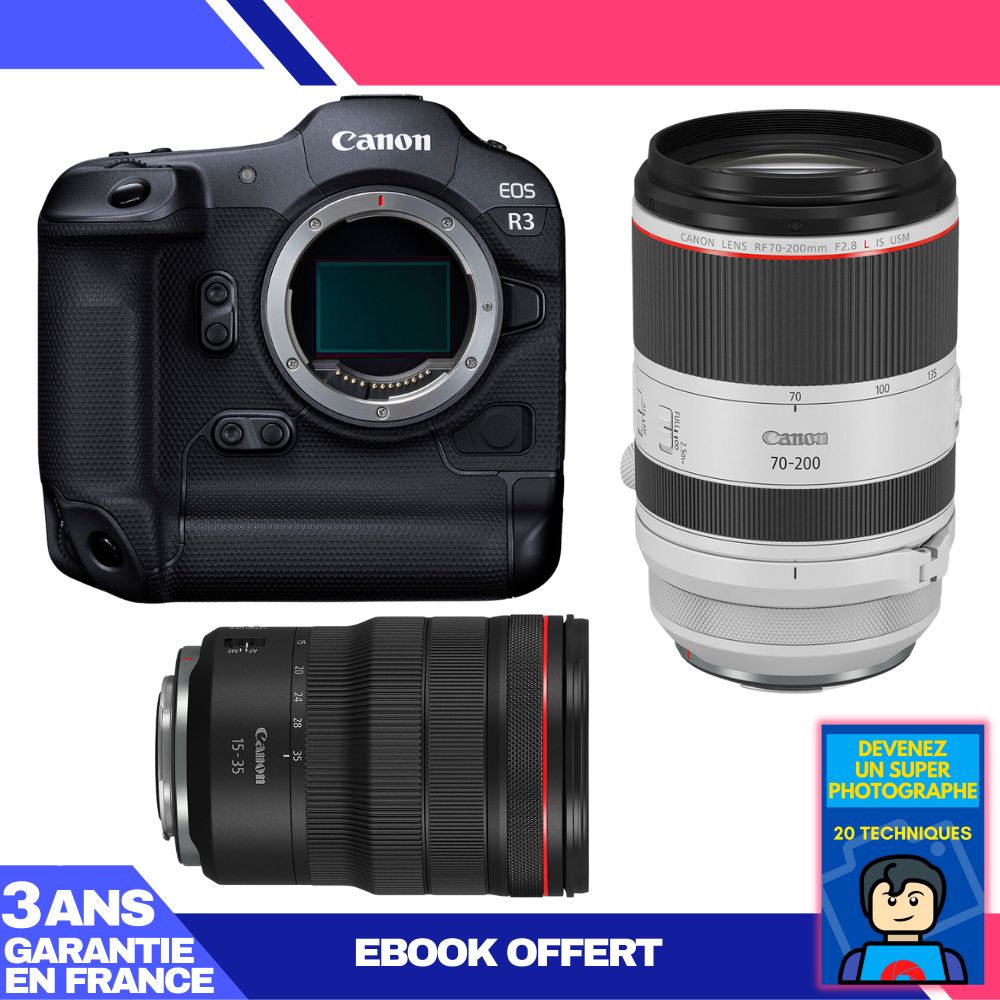 Canon EOS R3 Camera Kit with RF 15-35mm f/2.8 L IS USM and RF 70-200mm f/2.8 L IS USM
