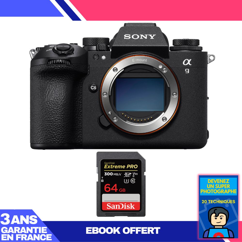 Sony A9 III Camera + 1 SanDisk 64GB Extreme PRO UHS-II SDXC Card 300MB/s + Ebook 'Become a Super Photographer'