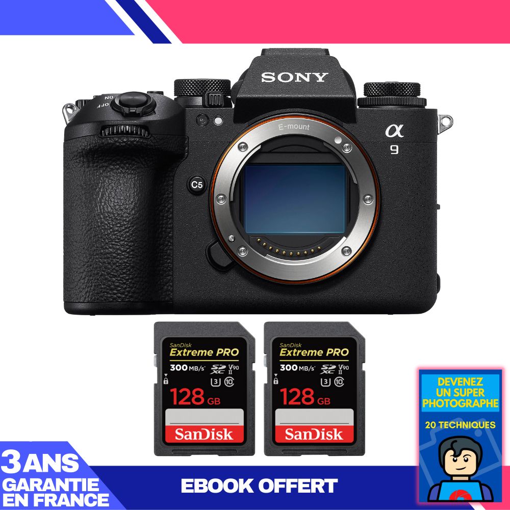 Sony A9 III Mirrorless Camera + 2 SanDisk 128GB Extreme PRO UHS-II SDXC Cards + 'Become a Super Photographer' Ebook