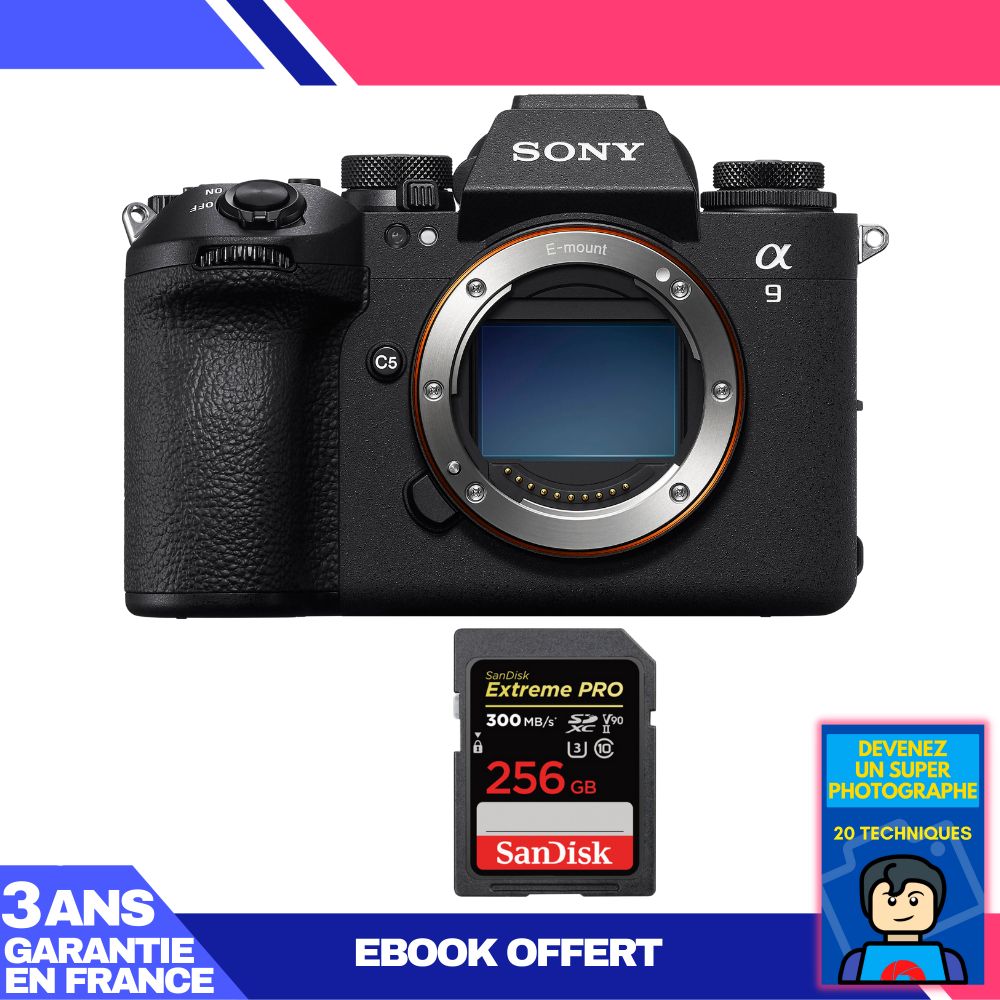 Sony A9 III Camera Body + 1 SanDisk 256GB Extreme PRO UHS-II SDXC Card (300 MB/s) + Ebook 'Become a Super Photographer'