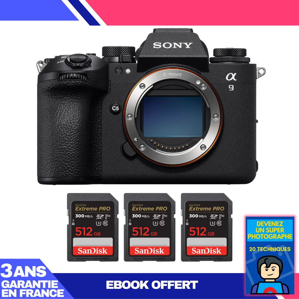Sony A9 III Mirrorless Camera + 3 SanDisk 512GB Extreme PRO UHS-II SDXC Cards + 'Become a Super Photographer' Ebook