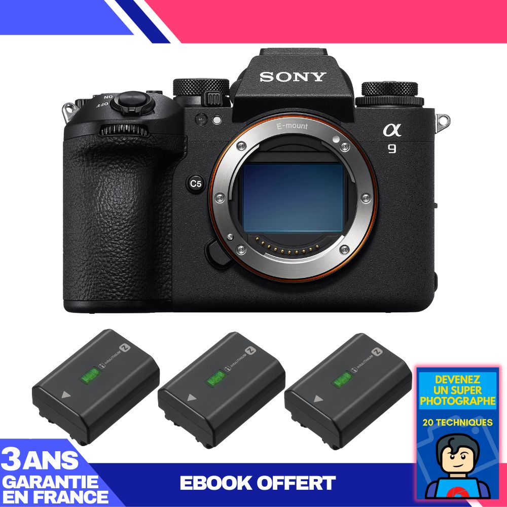Sony A9 III Mirrorless Camera + 3 NP-FZ100 Batteries + Ebook: Become a Super Photographer