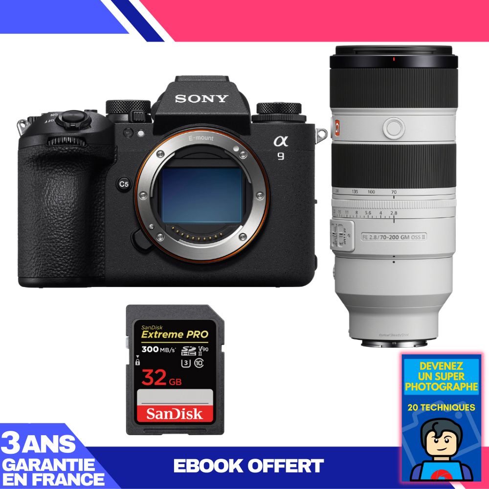 Sony A9 III Camera Kit with FE 70-200mm f/2.8 GM OSS II Lens + SanDisk 32GB Extreme PRO SD Card + 'Become a Super Photographer' Ebook