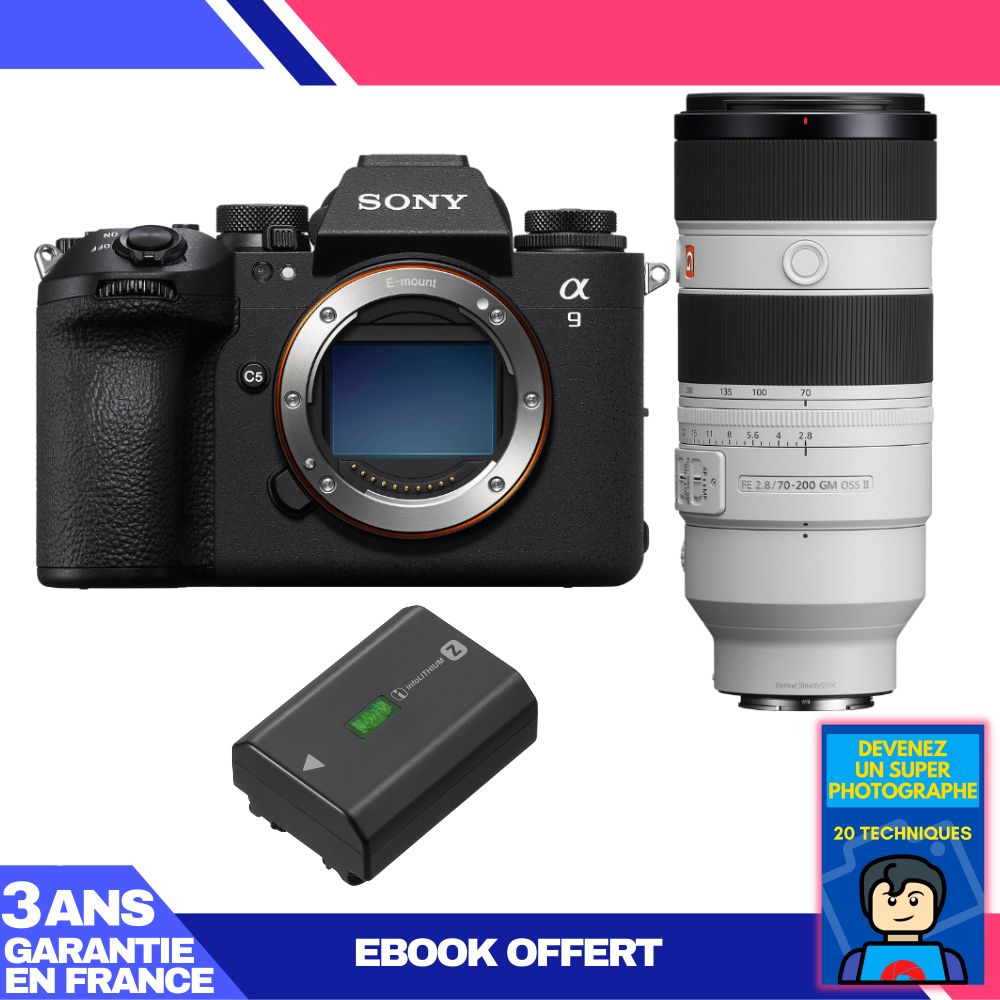 Sony A9 III Camera + FE 70-200mm f/2.8 GM OSS II Lens + Sony NP-FZ100 Battery + 'Become a Super Photographer' Ebook