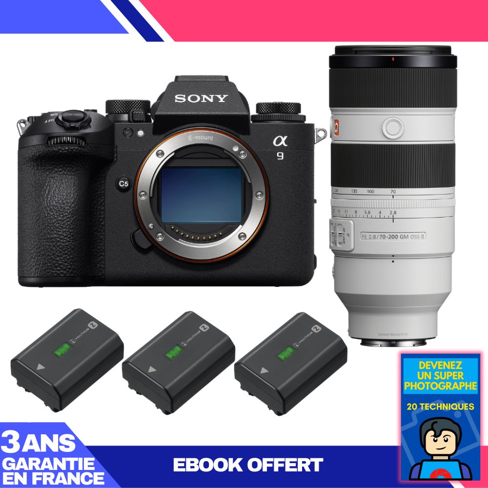 Sony A9 III Camera + FE 70-200mm f/2.8 GM OSS II Lens + 3x NP-FZ100 Batteries + 'Become a Super Photographer' Ebook
