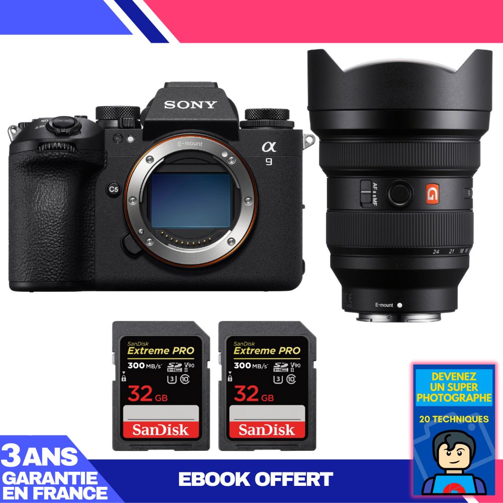 Sony A9 III Camera Kit with FE 12-24mm f/2.8 GM Lens + 2x 32GB SanDisk Extreme PRO SD Cards