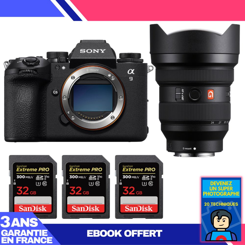 Sony A9 III Camera Kit with FE 12-24mm f/2.8 GM Lens + 3x 32GB SanDisk Extreme PRO UHS-II SDXC Memory Cards