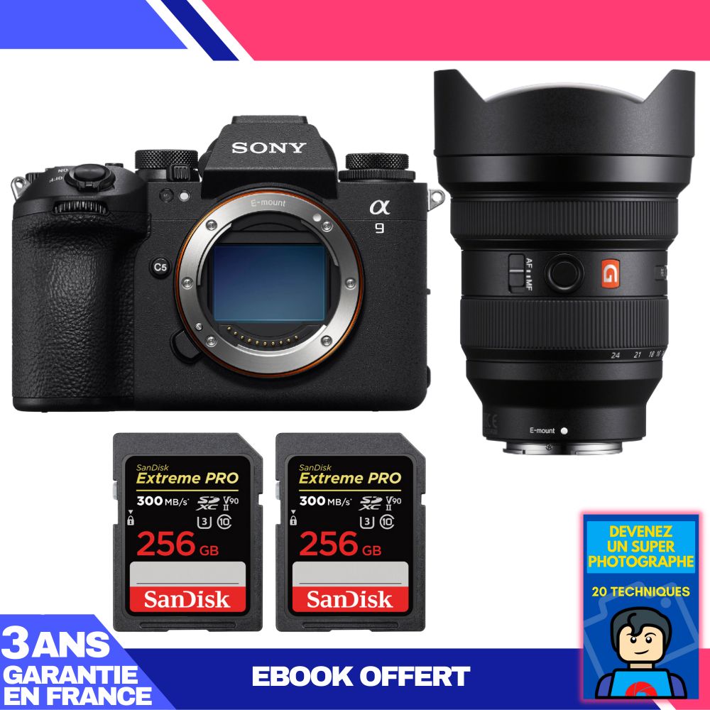 Sony A9 III Camera Body + FE 12-24mm f/2.8 GM Lens + 2x SanDisk 256GB Extreme PRO UHS-II SDXC Cards