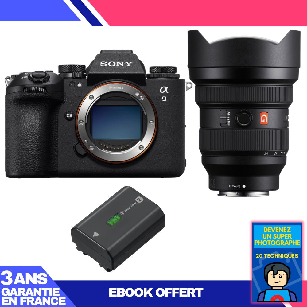 Sony A9 III Camera + FE 12-24mm f/2.8 GM Lens + Sony NP-FZ100 Battery + 'Become a Super Photographer' Ebook