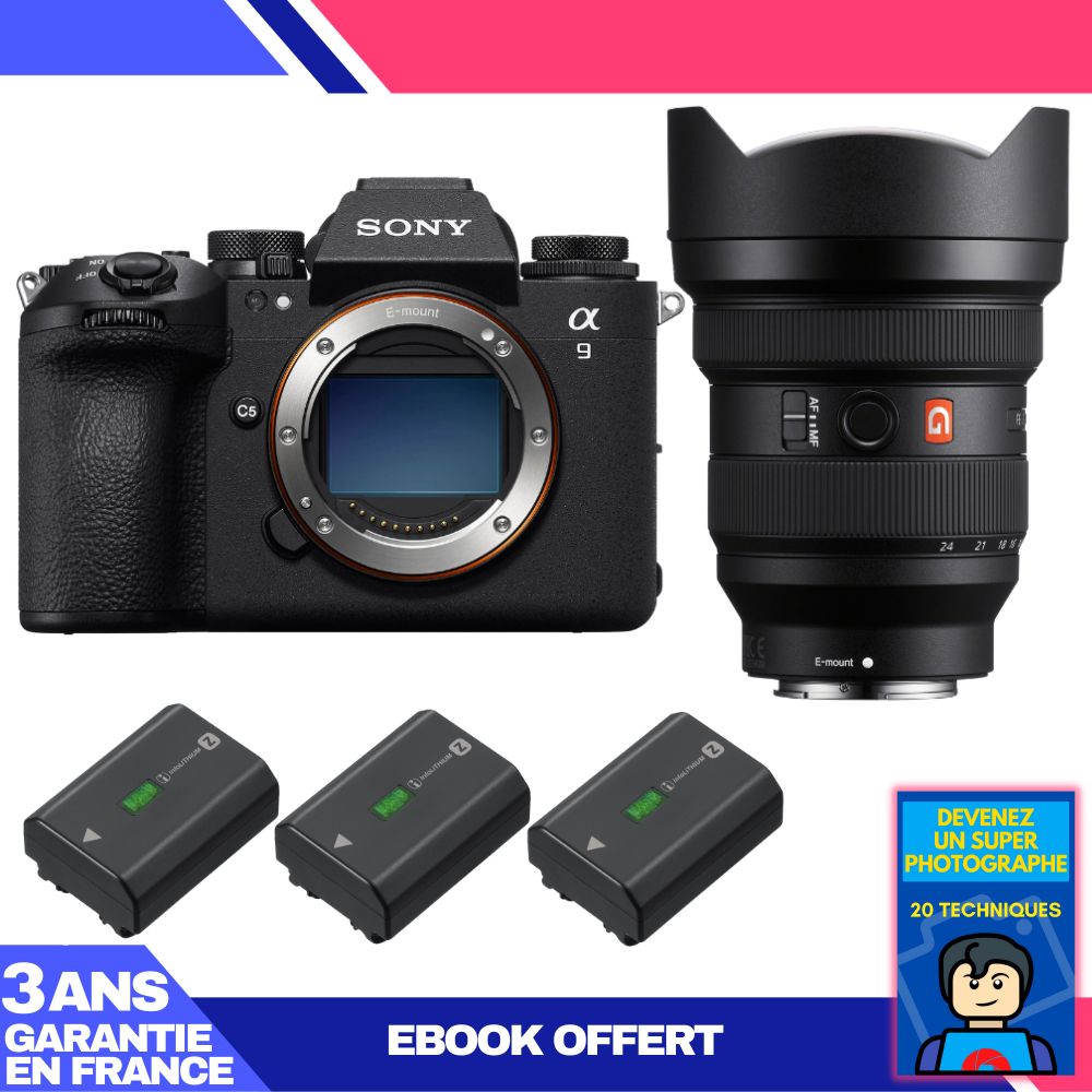 Sony A9 III Camera + FE 12-24mm f/2.8 GM Lens + 3 Sony NP-FZ100 Batteries + 'Become a Super Photographer' Ebook
