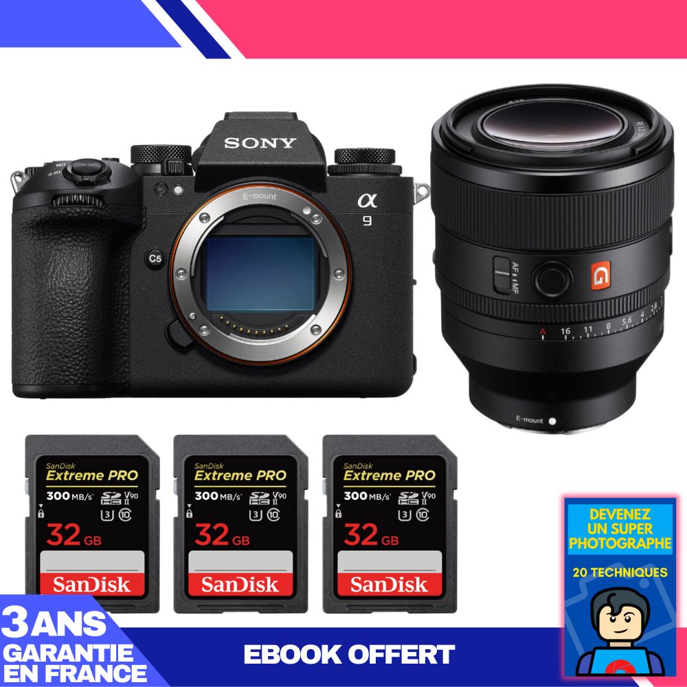 Cámara Sony A9 III Cuerpo + Lente FE 50 mm f/1.2 GM + 3 Tarjetas SanDisk 32 GB Extreme PRO UHS-II SDXC 300 MB/s + Ebook 'Conviértete en un Fotógrafo Super'