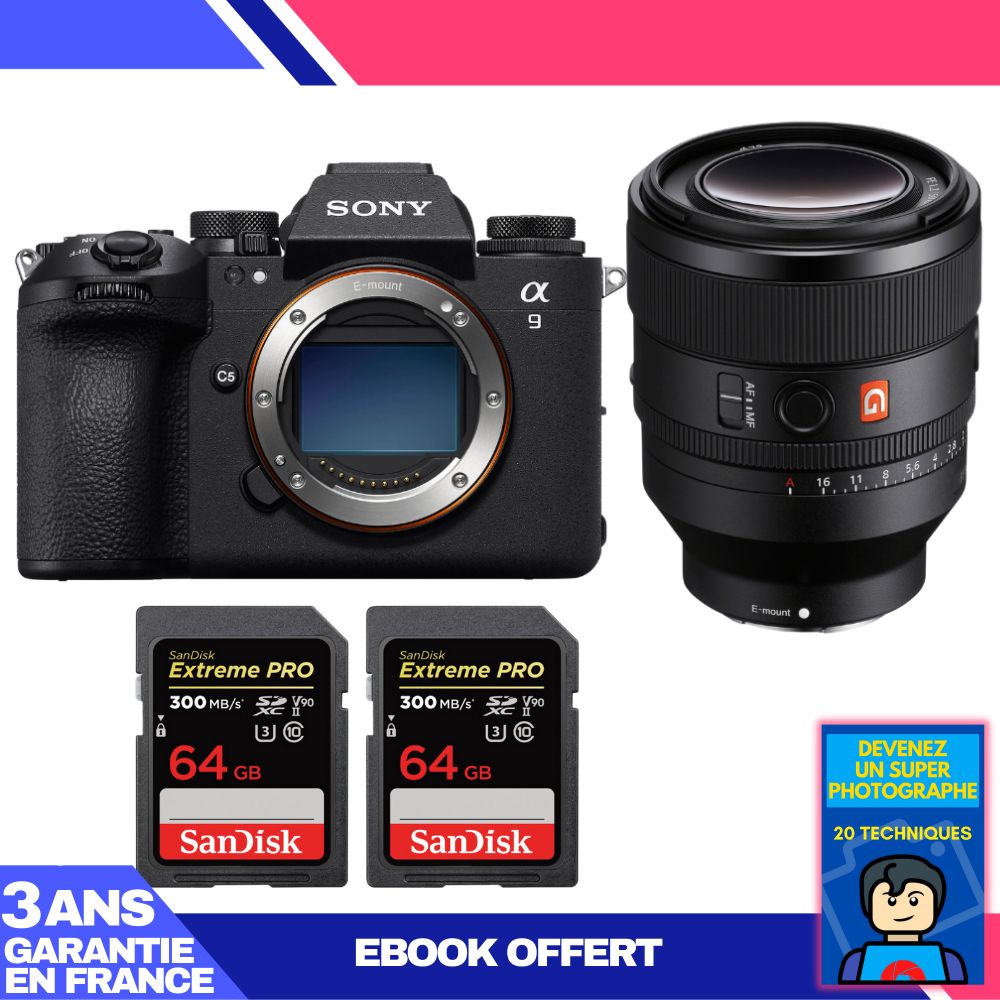 Sony A9 III Camera Body + FE 50mm f/1.2 GM Lens + 2x SanDisk 64GB Extreme PRO UHS-II SDXC Cards + 'Become a Super Photographer' Ebook