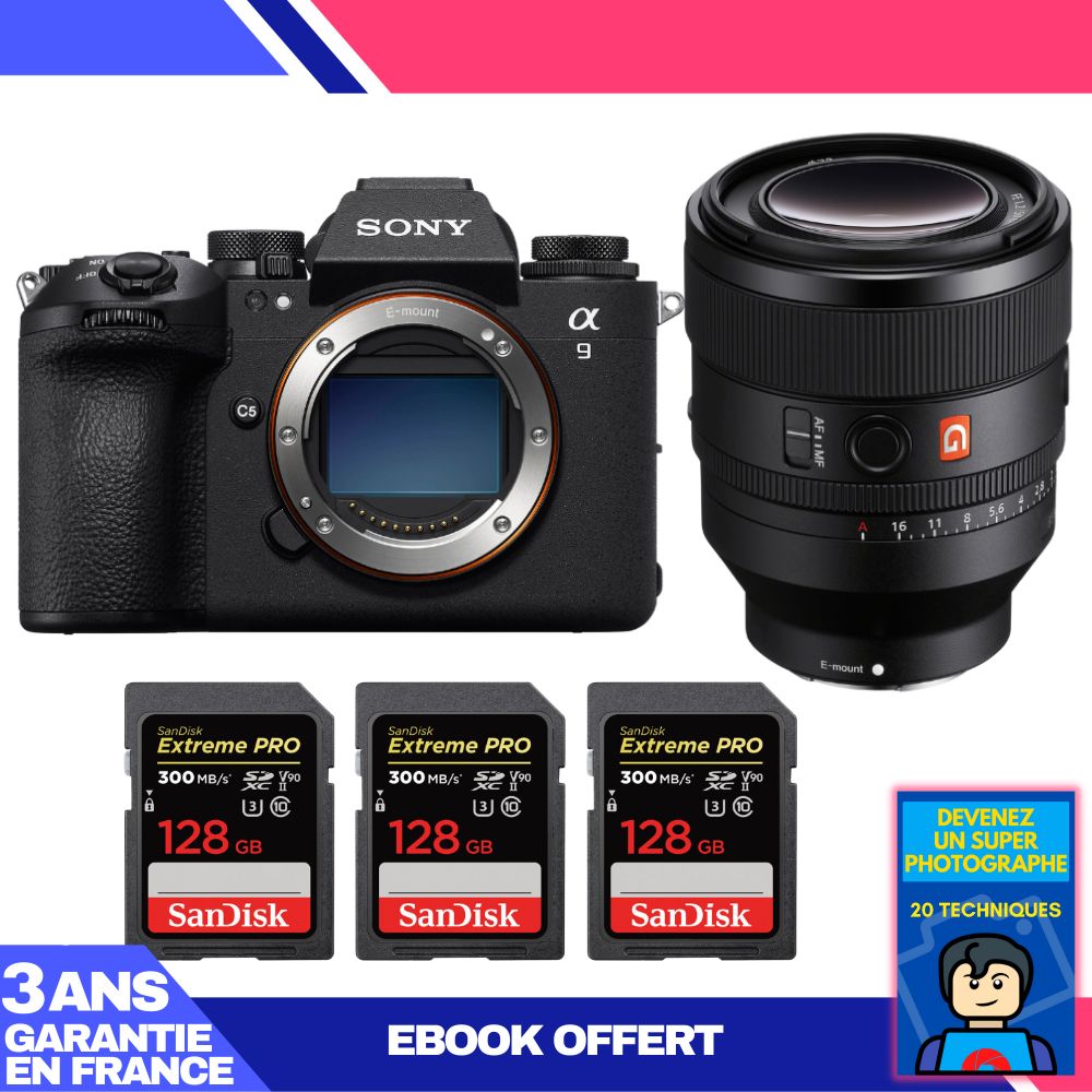 Cuerpo Sony A9 III + Lente FE 50mm f/1.2 GM + 3 Tarjetas SD SanDisk 128GB Extreme PRO UHS-II 300 MB/s + Ebook 'Conviértete en un Fotógrafo Super'
