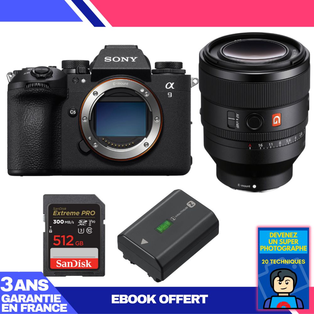 Sony A9 III Camera Body + FE 50mm f/1.2 GM Lens + 1 SanDisk 512GB Extreme PRO UHS-II SDXC Card + 1 Sony NP-FZ100 Battery + Ebook 'Become a Super Photographer'