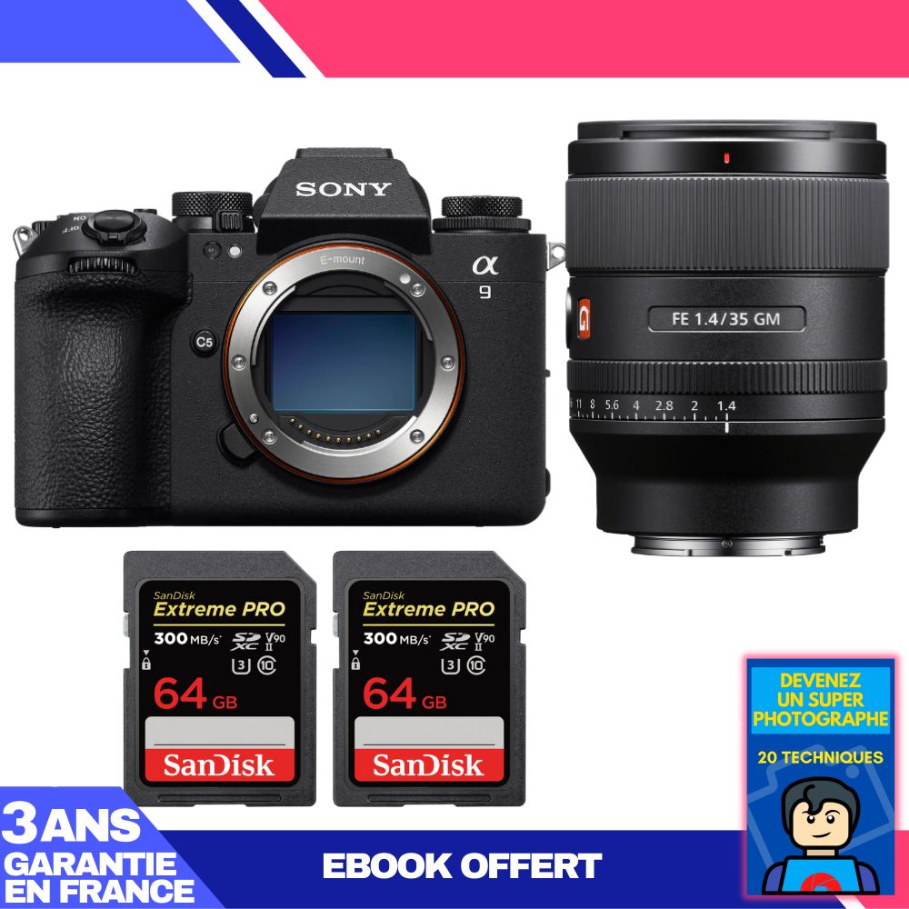 Sony A9 III Camera Kit with FE 35mm f/1.4 GM Lens + SanDisk Extreme PRO SD Cards