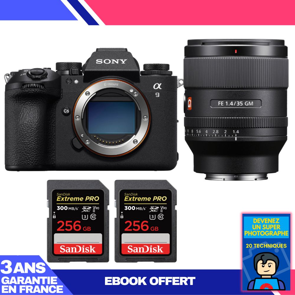 Sony A9 III Camera Body + FE 35mm f/1.4 GM Lens + 2 SanDisk 256GB Extreme PRO UHS-II SDXC Cards + 'Become a Super Photographer' Ebook