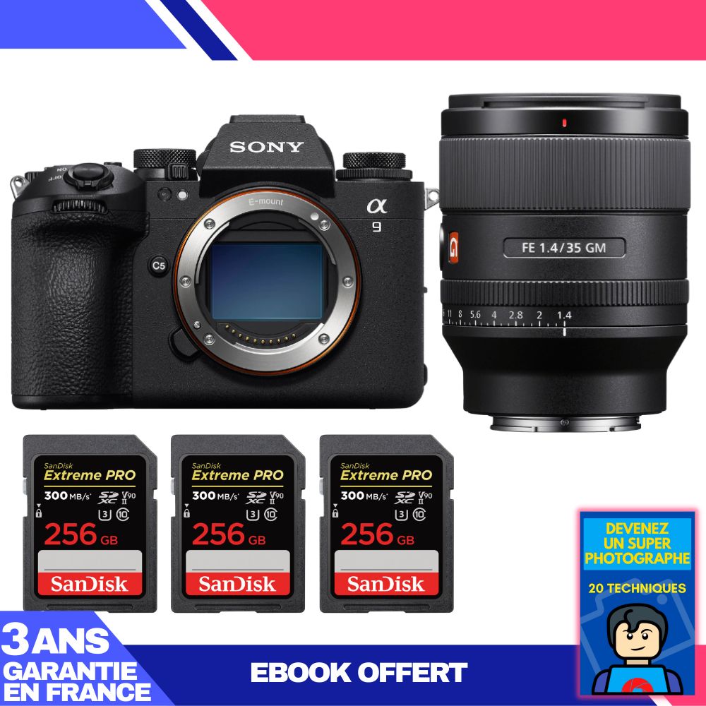 Cámara Sony A9 III + Objetivo FE 35 mm f/1.4 GM + 3 Tarjetas SanDisk 256 GB Extreme PRO UHS-II SDXC 300 MB/s + Ebook 'Conviértete en un Superfotógrafo'