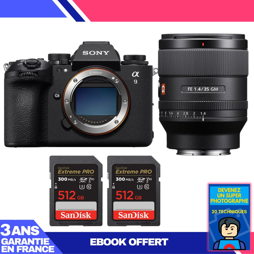 Sony A9 III Camera Kit with FE 35mm f/1.4 GM Lens + 2x 512GB SanDisk Extreme PRO SD Cards